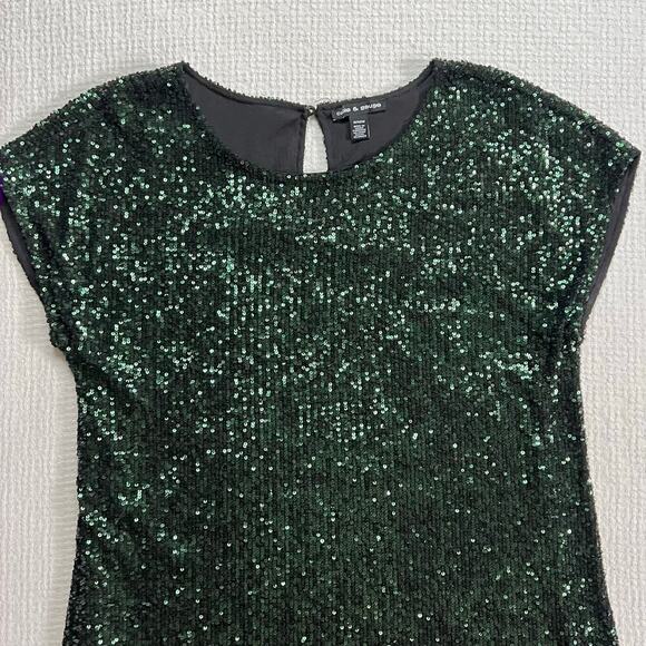Cable & Gauge Green Sequin Dress Mini Medium M Short Sleeve for Special Ocassion - Picture 2 of 10